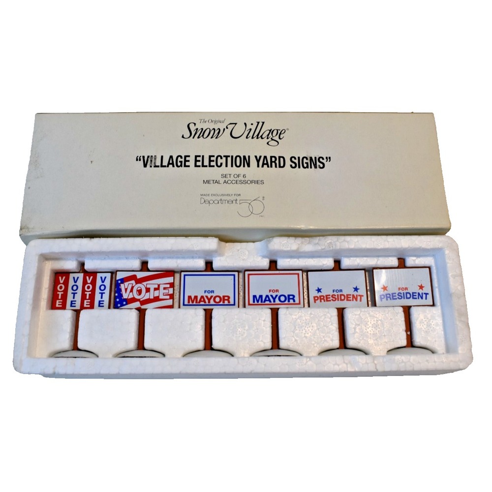 Department 56 Original Snow Village Village Election Yard Signs Set of 6 #52599